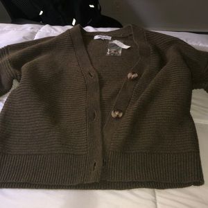 green cropped cardigan